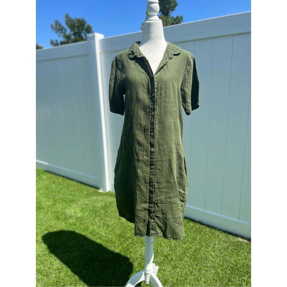 Juniper Green Linen Dress Small Mantaikotai
